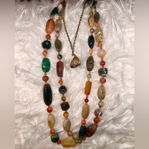 3pc Vintage 60s Multi Color Polished Stone Necklaces